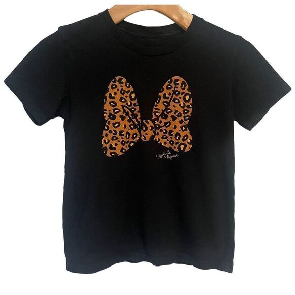 Disney Minnie Mouse Bow Black Tee Girls Large - Picture 1 of 7